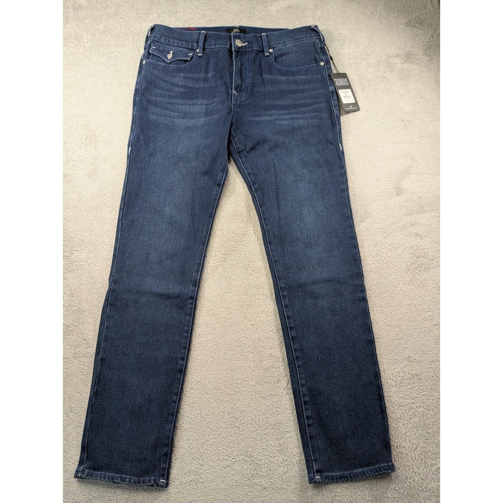 True Religion Rocco Relaxed Skinny Jeans Dark Scorched Wash Flap Pocket Mens 34 - Picture 2 of 15